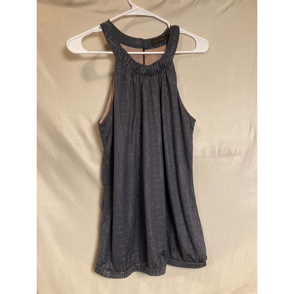L The Limited textured gray silver sparkle elegant sleeveless halter top summer